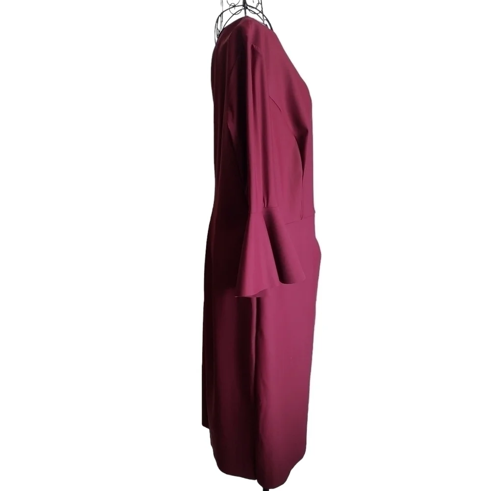 🌻ALEX EVENINGS Sheath Compression Cocktail Dress, Wine Red, Size 10 - Picture 3 of 7